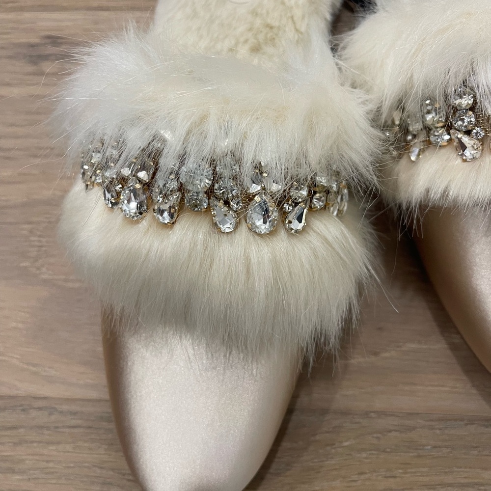 Express Metallic Slippers with Fur and Embellishments - Picture 7 of 8
